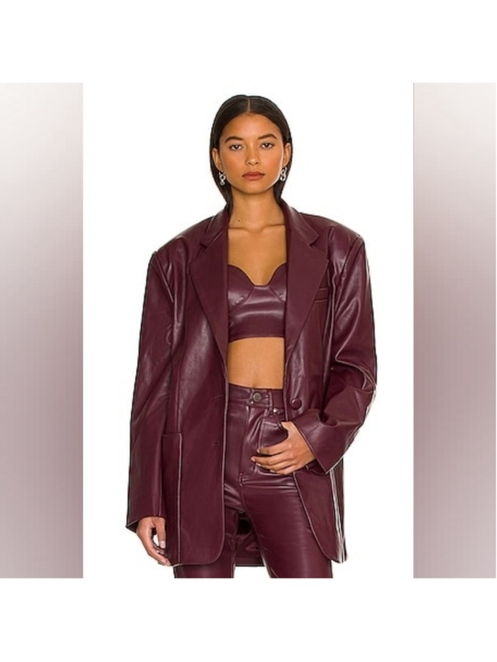 AFRM VEGAN Burgundy Leather Jacket And Pants